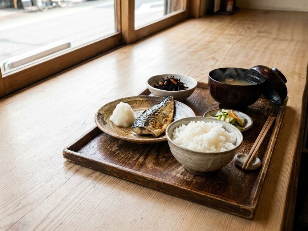 焼き魚定食のお盆